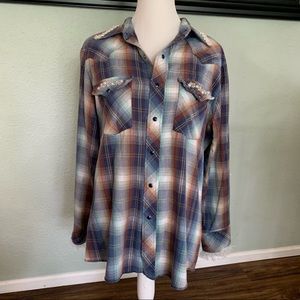 Burnside feminine plaid button up